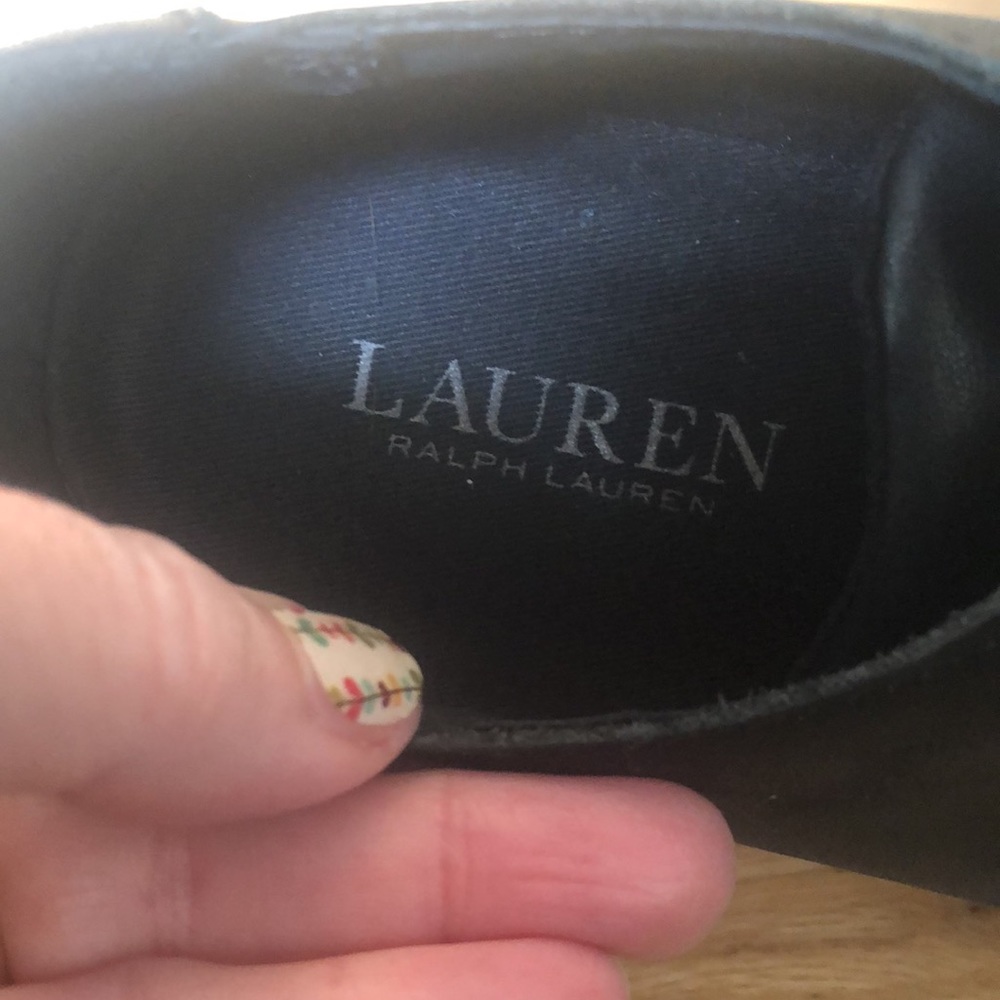 Lauren Ralph Lauren Black Leather Waverly Sneakers Sz 7.5 - Picture 6 of 6